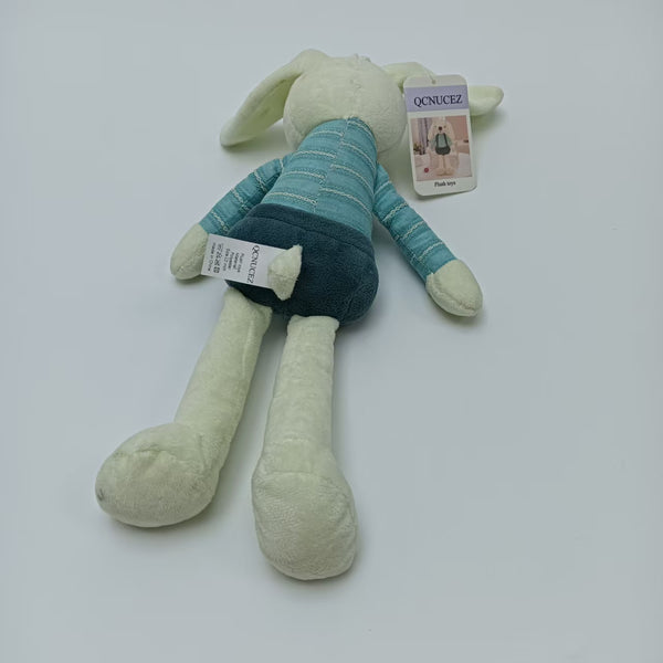 QCNUCEZ Plush toys Soft Plush Bunny Rabbit Toy with Striped Teal Outfit