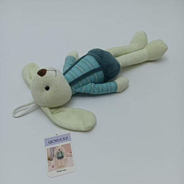 QCNUCEZ Plush toys Soft Plush Bunny Rabbit Toy with Striped Teal Outfit