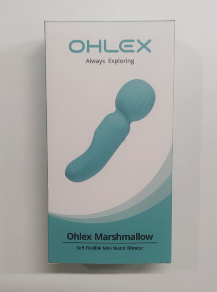 OHLEX Marshmallow Soft Flexible Mini Wand Vibrator Mini Wand Massager, 10 Vibration Modes, 360° Flexible Head, Soft Silicone