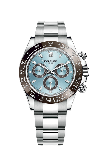ROLENDO Watches Fashionable Mechanical Watches, Stainless Steel Band, Light Blue Dial