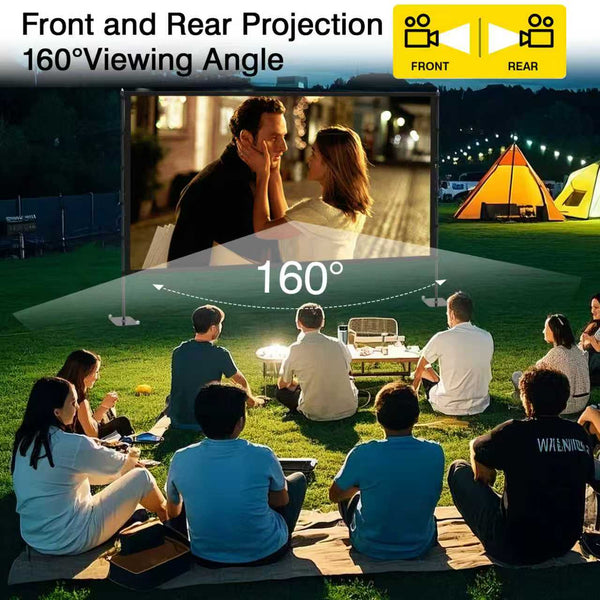 AHOLON Projection screens Outdoor Projector Screen with Stand - 100 Inch Portable Projector Screen Indoor and Outdoor Projector Screens 16:9 5K HD Wrinkle Free Lightweight Movie Screen with Carry Bag,Enioy Movie Nights