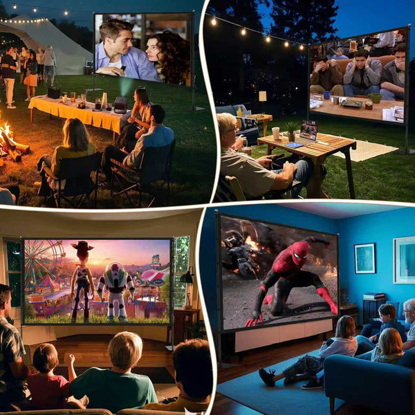 AHOLON Projection screens Outdoor Projector Screen with Stand - 100 Inch Portable Projector Screen Indoor and Outdoor Projector Screens 16:9 5K HD Wrinkle Free Lightweight Movie Screen with Carry Bag,Enioy Movie Nights
