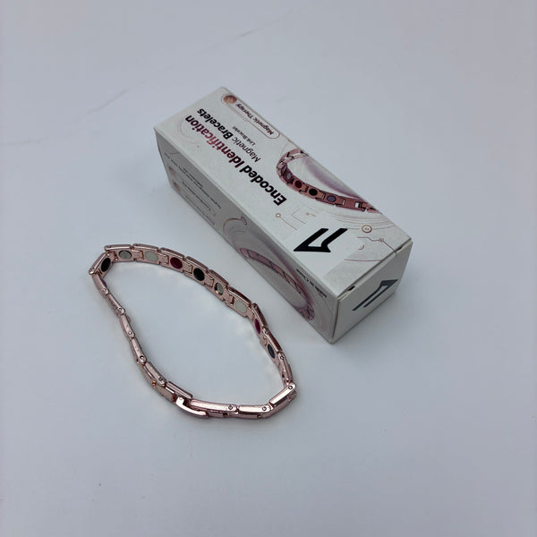 encoded identification bracelets, magnetic Rose gold magnetic coding identification bracelet, metal chain-style magnet wristband