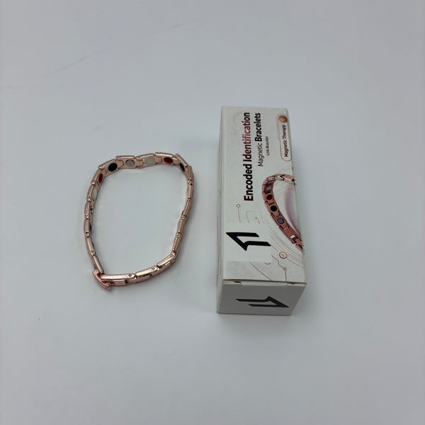 encoded identification bracelets, magnetic Rose gold magnetic coding identification bracelet, metal chain-style magnet wristband