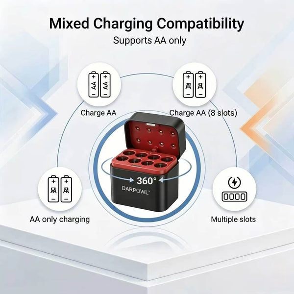 DARPOWL Battery chargers 4-in-1 Quick Charge 3.0 Wall Charger, 60W Foldable Desktop Charging Station with 2 USB-C & 2 USB-A Ports