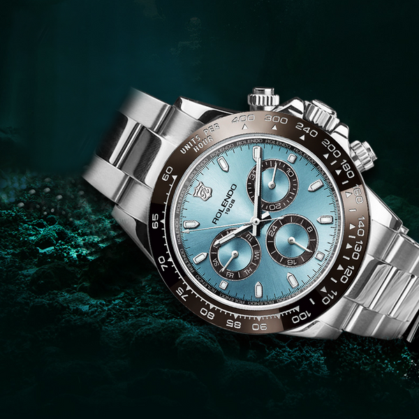 ROLENDO Watches Fashionable Mechanical Watches, Stainless Steel Band, Light Blue Dial