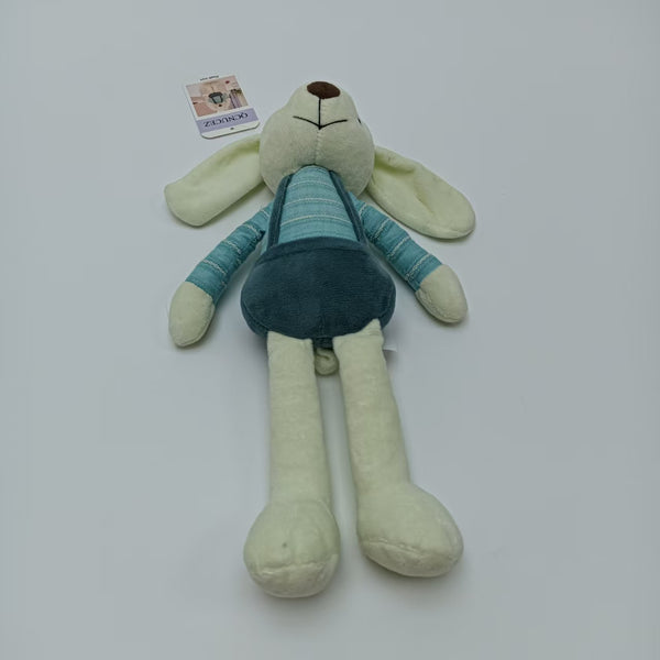 QCNUCEZ Plush toys Soft Plush Bunny Rabbit Toy with Striped Teal Outfit