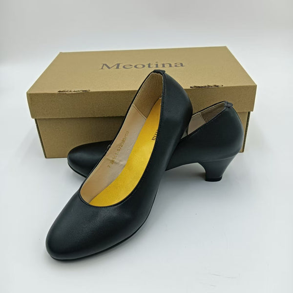Meotina Heels Women's Classic Round Head Black Heels with Comfort Insole