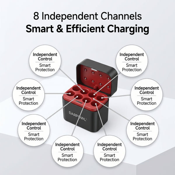 DARPOWL Battery chargers 4-in-1 Quick Charge 3.0 Wall Charger, 60W Foldable Desktop Charging Station with 2 USB-C & 2 USB-A Ports