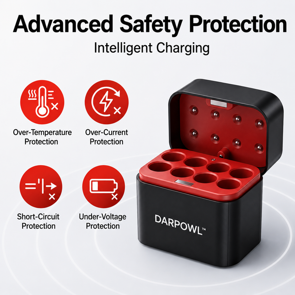 DARPOWL Battery chargers 4-in-1 Quick Charge 3.0 Wall Charger, 60W Foldable Desktop Charging Station with 2 USB-C & 2 USB-A Ports