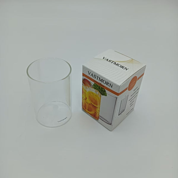 VASTMORN Drinking glasses Borosilicate Glass Drinking Glasses, 250ml Capacity, Clear Cylindrical Tumblers