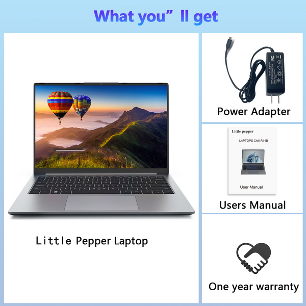 Little pepper computerS 14 Inch Laptop, 1920x1200 IPS Display, 16:10 Golden Ratio Screen, Ultra-Slim 0.55 Inch, Metal Body