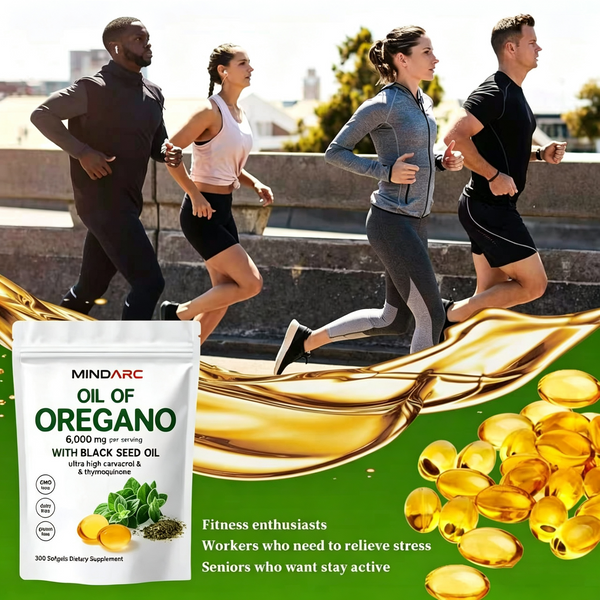 MINDARC Vitamin and mineral supplements 6000mg Oregano Oil + 200mg Black Seed Oil per Serving, 300 Softgels, Non-GMO, Gluten & Dairy Free