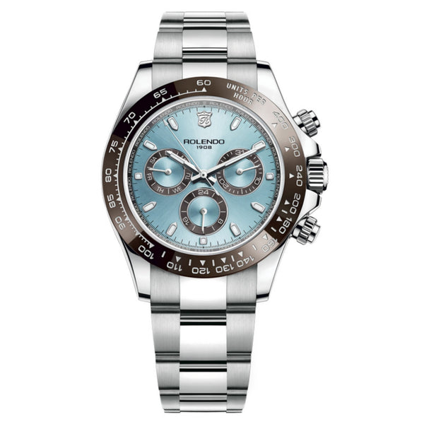 ROLENDO Watches Fashionable Mechanical Watches, Stainless Steel Band, Light Blue Dial
