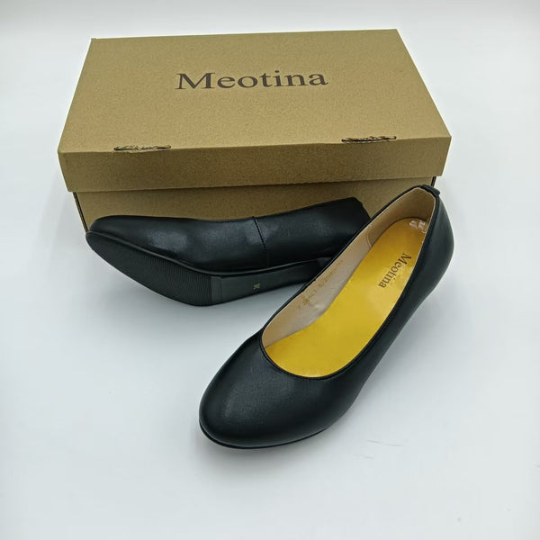 Meotina Heels Women's Classic Round Head Black Heels with Comfort Insole