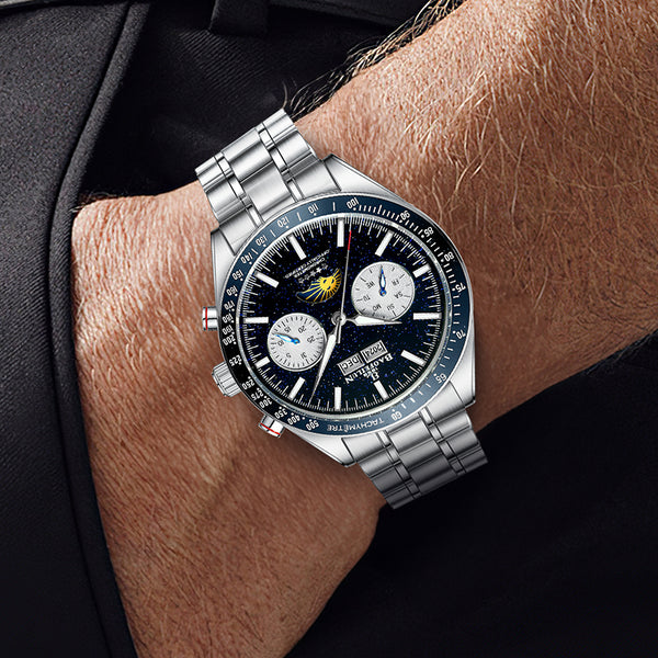BAOFEILUN Watches Mechanical Watch, 42mm Stainless Steel Case, Multi-Function Display with Moon Phase