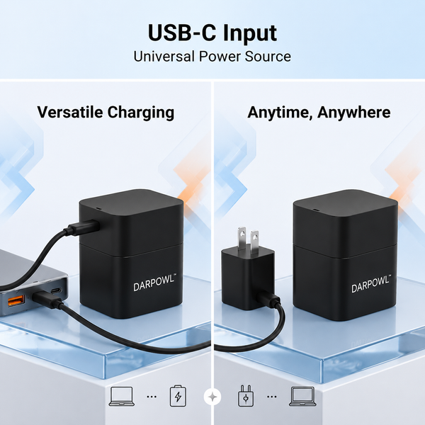 DARPOWL Battery chargers 4-in-1 Quick Charge 3.0 Wall Charger, 60W Foldable Desktop Charging Station with 2 USB-C & 2 USB-A Ports