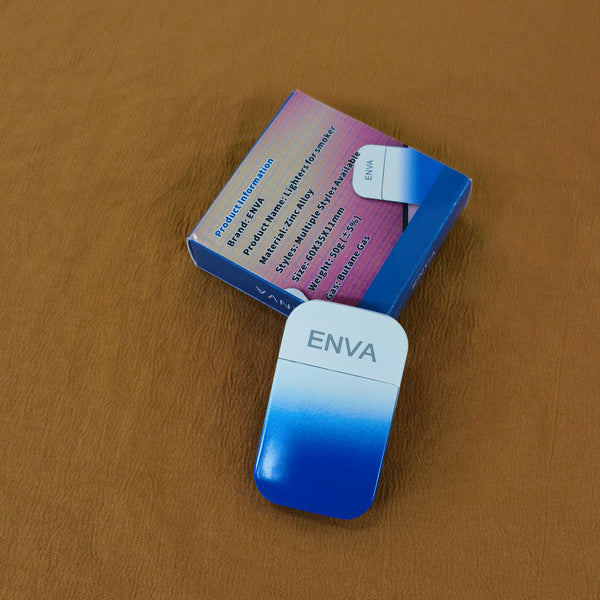 ENVA Lighters for smokers Gradient Blue Mechanical Lighter, Portable Design, Metal Construction