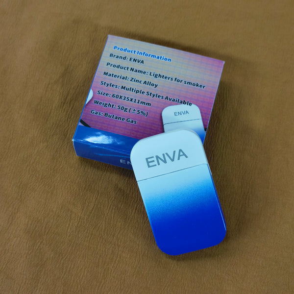 ENVA Lighters for smokers Gradient Blue Mechanical Lighter, Portable Design, Metal Construction