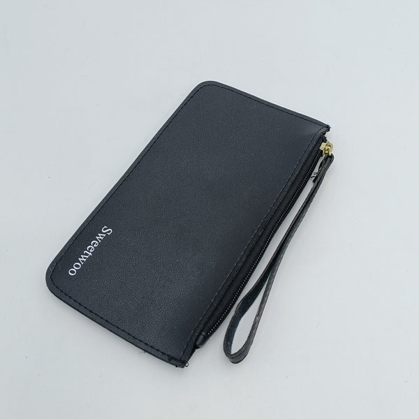 Sweetwoo Purses PU Leather Purses for Cash, Bank Cards, ID Cards, Black