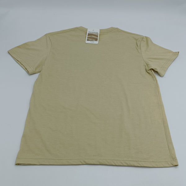 Sweetwoo T-shirts Short Sleeve Round Neck Quick Dry T-Shirt, Beige
