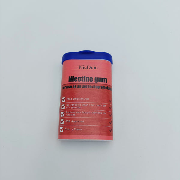 NicDuic Nicotine gum for use as an aid to stop smoking Portable cherry flavored nicotine gum