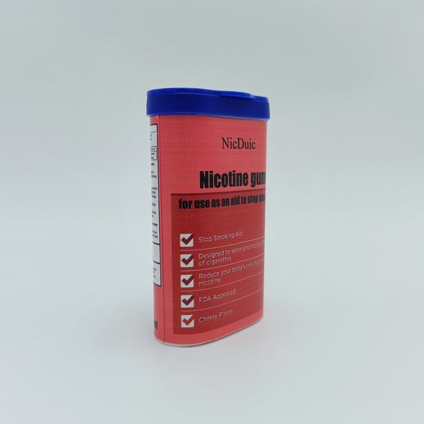 NicDuic Nicotine gum for use as an aid to stop smoking Portable cherry flavored nicotine gum