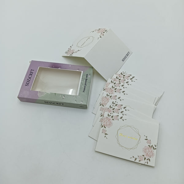 SDZiCRFT Printed greeting cards Exquisite Floral Printed Greeting Cards with Rose Design