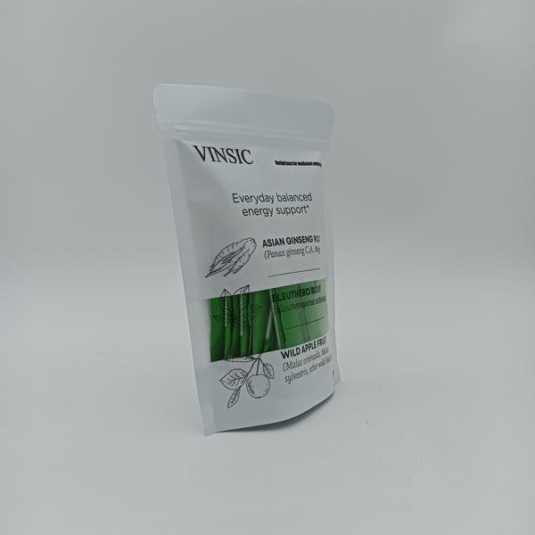 VINSIC Herbal teas for medicinal purposes Herbal Energy Support Tea with Asian Ginseng, Eleuthero Root, Wild Apple, 20 Tea Bags
