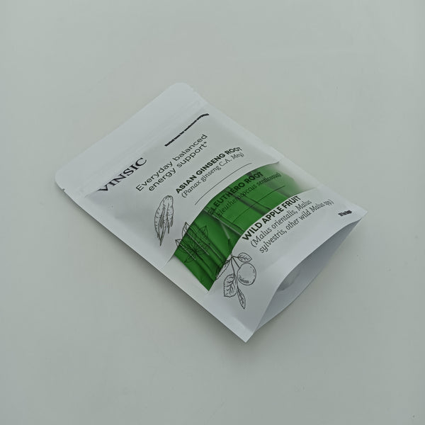 VINSIC Herbal teas for medicinal purposes Herbal Energy Support Tea with Asian Ginseng, Eleuthero Root, Wild Apple, 20 Tea Bags