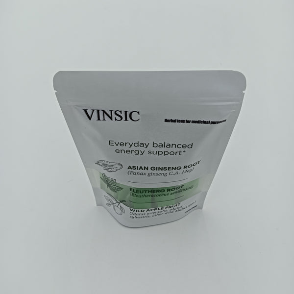 VINSIC Herbal teas for medicinal purposes Herbal Energy Support Tea with Asian Ginseng, Eleuthero Root, Wild Apple, 20 Tea Bags