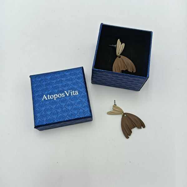 AtoposVita Earrings Fishtail-shaped ears, fashionable and unique earrings for women, retro brown