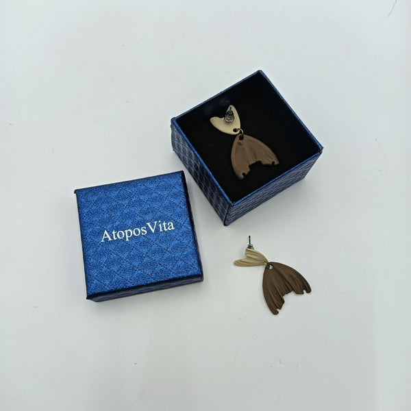 AtoposVita Earrings Fishtail-shaped ears, fashionable and unique earrings for women, retro brown