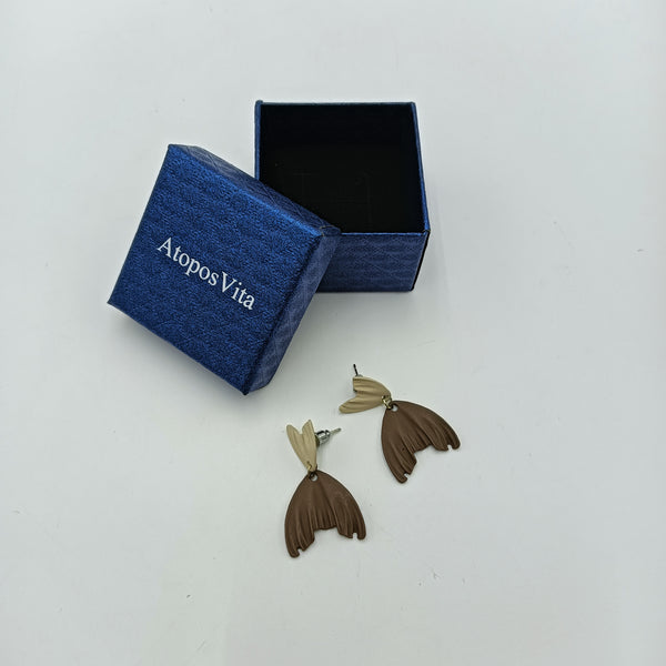 AtoposVita Earrings Fishtail-shaped ears, fashionable and unique earrings for women, retro brown
