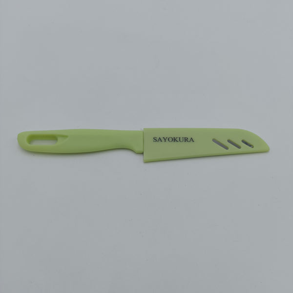 SAYOKURA Household knives Household multi-functional fruit knife with green handle, stainless steel blade and protective cover