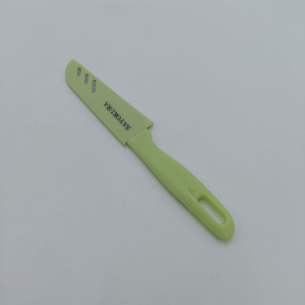SAYOKURA Household knives Household multi-functional fruit knife with green handle, stainless steel blade and protective cover