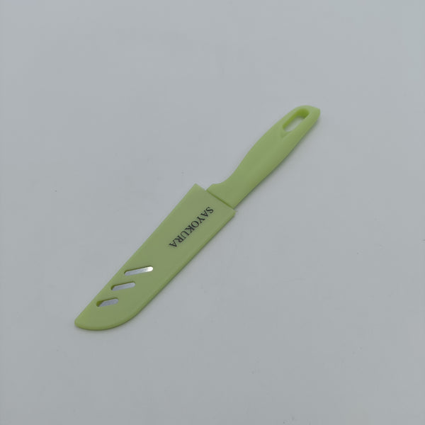 SAYOKURA Household knives Household multi-functional fruit knife with green handle, stainless steel blade and protective cover