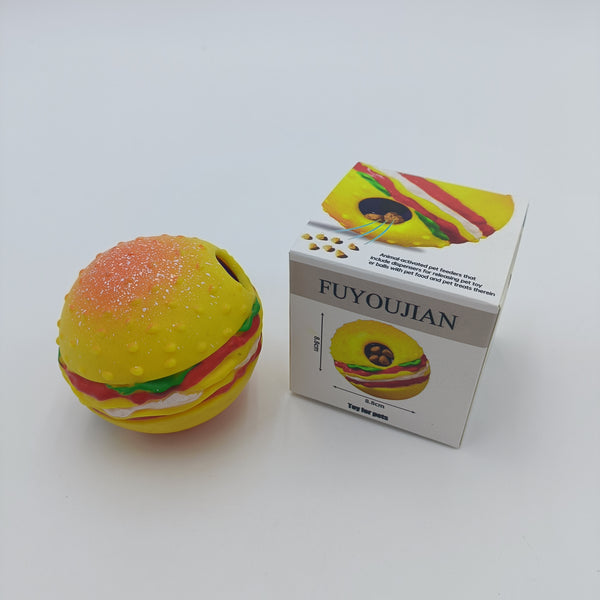 FUYOUJIAN Toy for pets Durable pet interactive food leak ball, hamburger shape