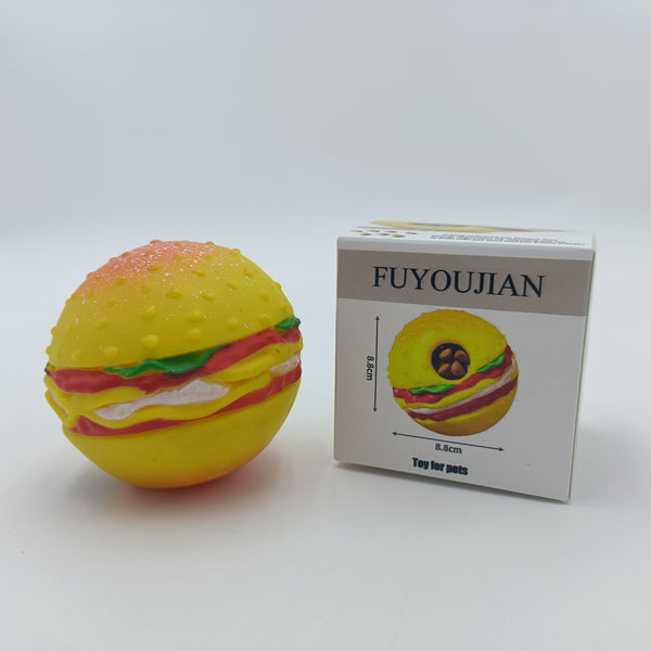 FUYOUJIAN Toy for pets Durable pet interactive food leak ball, hamburger shape