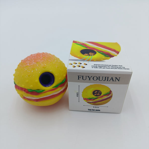 FUYOUJIAN Toy for pets Durable pet interactive food leak ball, hamburger shape