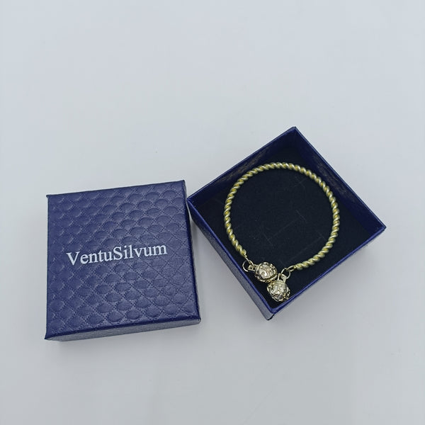 VentuSilvum Bangles Elegant vintage woven bracelet with double spherical pendant