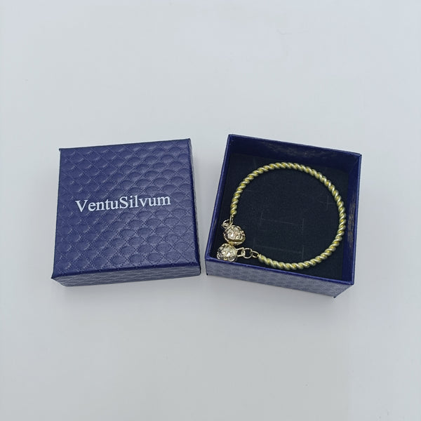 VentuSilvum Bangles Elegant vintage woven bracelet with double spherical pendant