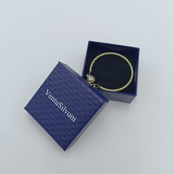 VentuSilvum Bangles Elegant vintage woven bracelet with double spherical pendant