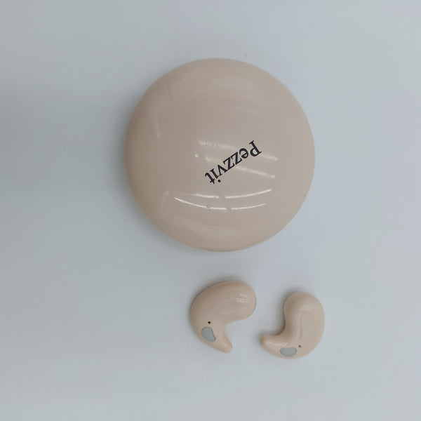 Pezzvit Earphones In-Ear Bluetooth Wireless Earbuds with Charging Case, Touch Controls, Beige