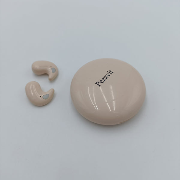 Pezzvit Earphones In-Ear Bluetooth Wireless Earbuds with Charging Case, Touch Controls, Beige