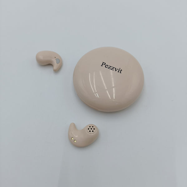 Pezzvit Earphones In-Ear Bluetooth Wireless Earbuds with Charging Case, Touch Controls, Beige