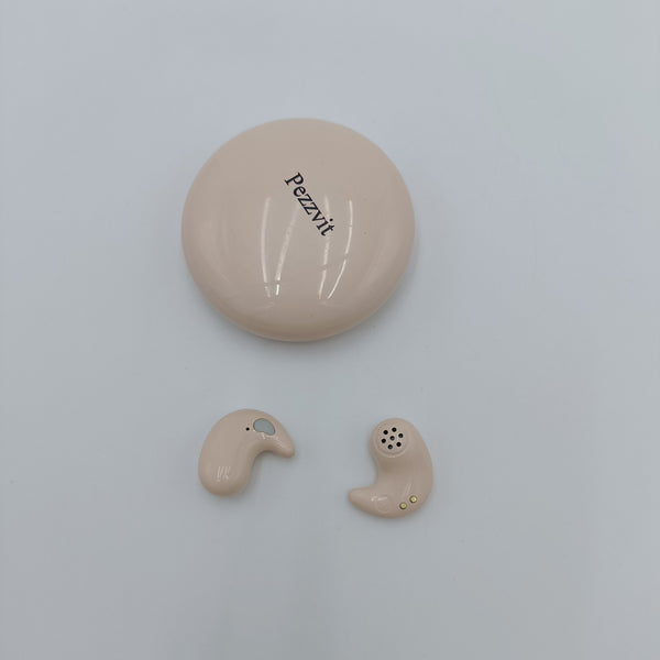 Pezzvit Earphones In-Ear Bluetooth Wireless Earbuds with Charging Case, Touch Controls, Beige