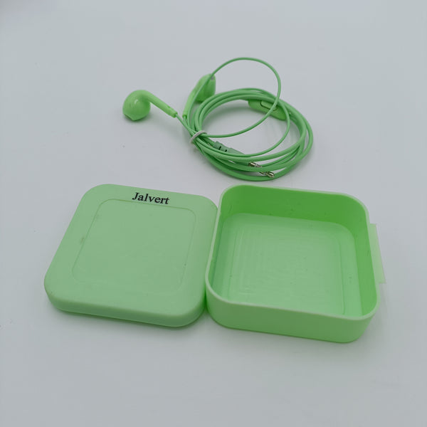 Jalvert Earphones In-Ear Earphones with Storage Case, Wired 3.5mm, Green, 4ft Cable