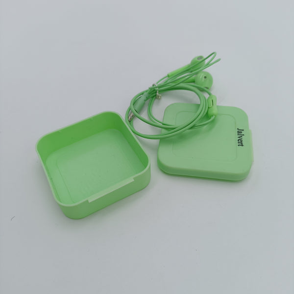 Jalvert Earphones In-Ear Earphones with Storage Case, Wired 3.5mm, Green, 4ft Cable