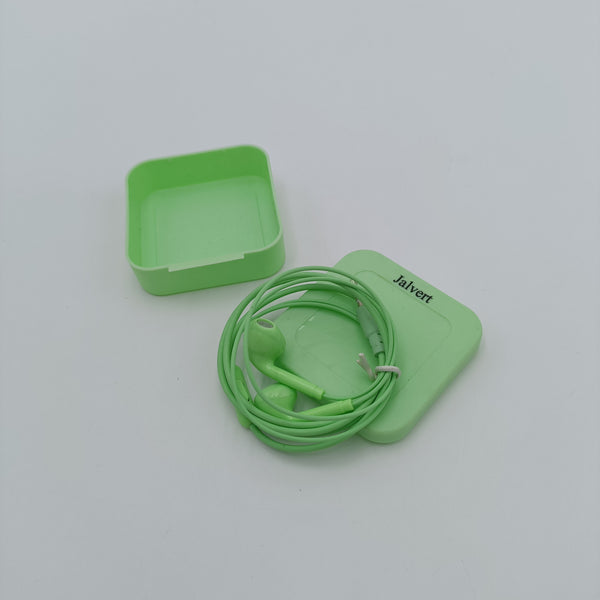 Jalvert Earphones In-Ear Earphones with Storage Case, Wired 3.5mm, Green, 4ft Cable